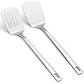 Kyraton Stainless Steel Spatulas Set, Silver Slotted Turner, Solid Turner, Kitchen Spatulas for Nonstick Cookware, Dishwasher