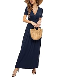 LILBETTER Women's Summer Deep V-Neck Maxi Dress