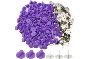 Yosawa 100Pcs PVC Lapel Pin Backings Rubber Pin Safety Backs for Brooch Tie Hat Badge Insignia (Purple)