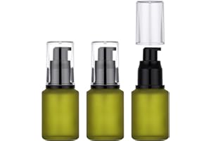 Segbeauty 1oz Frosted Glass Empty Travel Size Bottles for Creams, 3pcs Refillable Lotion Pump Bottle Dispenser, 30ml Liquid T