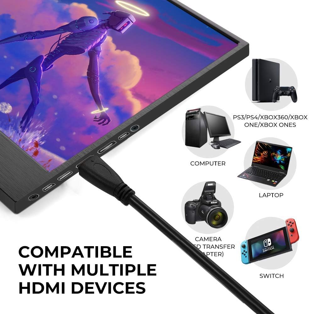 4K USB C Portable Monitor - Thinlerain 13.3'' UHD 3200x1800 IPS 100% sRGB, Computer Gaming Monitor with Dual Speaker/VESA/Mini DP/Mini HDMI/Type-C for Laptop, PC, MAC, Surface, PS4, Xbox, Switch: Computers & Accessories