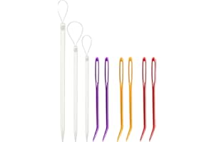 KINBOM 9pcs Sewing Needles, Colorful Aluminium Large-Eye Bent Tip Tapestry Needle Wool Knitting Needle Yarn Threader Eye Blunt Darning Needles for Hand Sewing Work Craft Embroidery (Colors Random)
