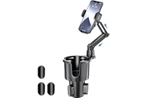 KAISHENGYUAN Car Cup Holder with Phone Mount, 2 in 1 Adjustable Cup Holder Expander with 360° Rotation Mechanical Arm Cellphone Holder Fits All Smartphones