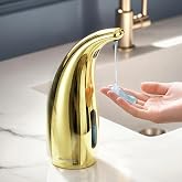 Summon The Elves Automatic Liquid Soap Dispenser, 4-Level,10oz Touchless | Plastic,300ml Gold Electric Battery Operated Hand &amp; Dish Countertop Soap Dispensers with Sensor for Bathroom,Kitchen Sink