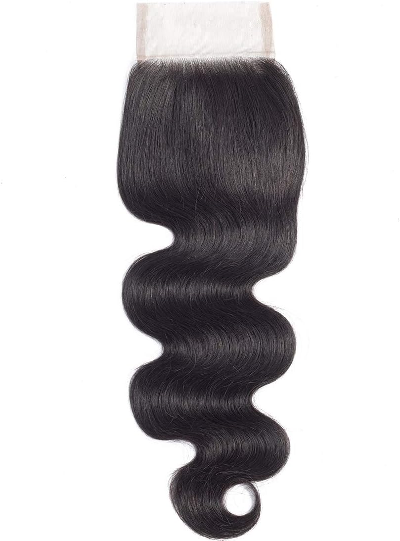 BLACKMOON HAIR Free Part Lace Closure Body Wave 4"ร4" Brazilian Virgin Human Hair Lace Closure Free Part 130% Density Swiss Lace With Bleached Knots Natural Color Silky And Soft 16 Inch โฆ