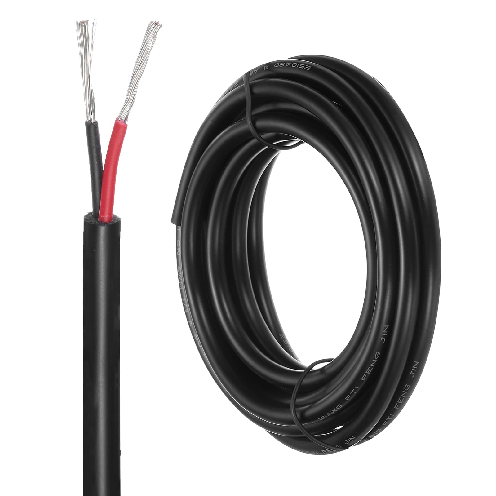 DMiotech 16 Gauge Wire Electrical Wire 2 Conductor, 16 AWG Extension Cable Cord 10 Ft/3 m UL2464 300V Stranded Tinned Copper Wire for LED Lighting Automotive