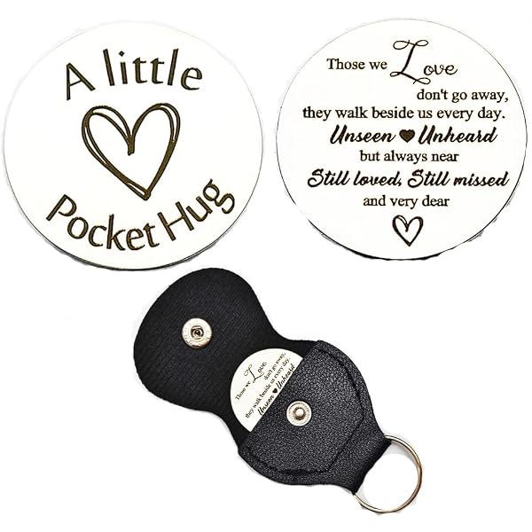 Remifala Pocket Hug Token - Stainless Steel Double-Sided Keepsake With PU Leather Keychain | Long Distance Relationship Gift For Daughter, Son, Friends, Loved Ones - View #5
