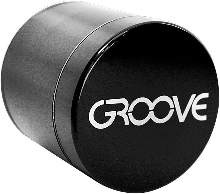 Aerospaced Groove 4-Piece Aluminum Grinder + Sifter 2inch 50mm BLACK