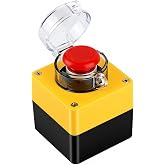 Wireless PC Power Button, Detonator-Style PC Start Button with Cover | USB-C Rechargeable Computer Power Switch by PCIe or USB 2.0 Powered, Anti-Mistouch Design with DIY Decorative Stickers