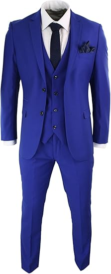Paul Andrew Costume 3 Pièces Homme Bleu Roi Coupe Ajustée Chic Tendance Mariage Soirée Fête