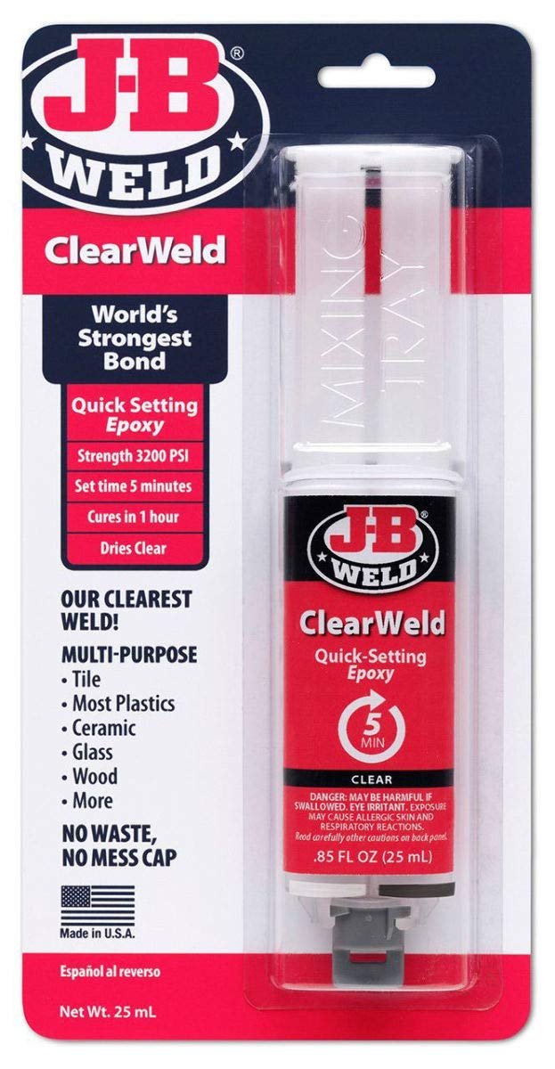 J-B Weld 50112 Clear 25 ml ClearWeld Quick-Setting Epoxy Syringe