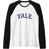 Yale University Blue Block Logo Raglan Baseball Tee