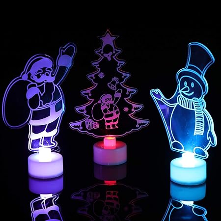 Immagini Desktop Natale 3d.Toyvian Xmas Desktop Notte Luce Acrilico 3d Albero Di Natale A Tema Luci Cartoon Lampada Led Da Scrivania Per Camera Da Letto Pezzi Santa Pupazzo Di Neve Amazon It Casa E