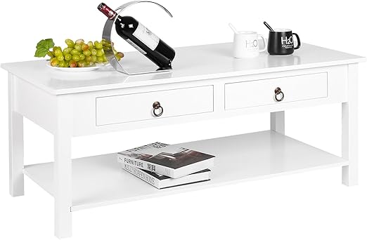 Homfa Couchtisch Wohnzimmertisch 110x53x45cm Beistelltisch Mit Schublade Sofatisch Kaffeetisch Holz Weiss Amazon De Kuche Haushalt