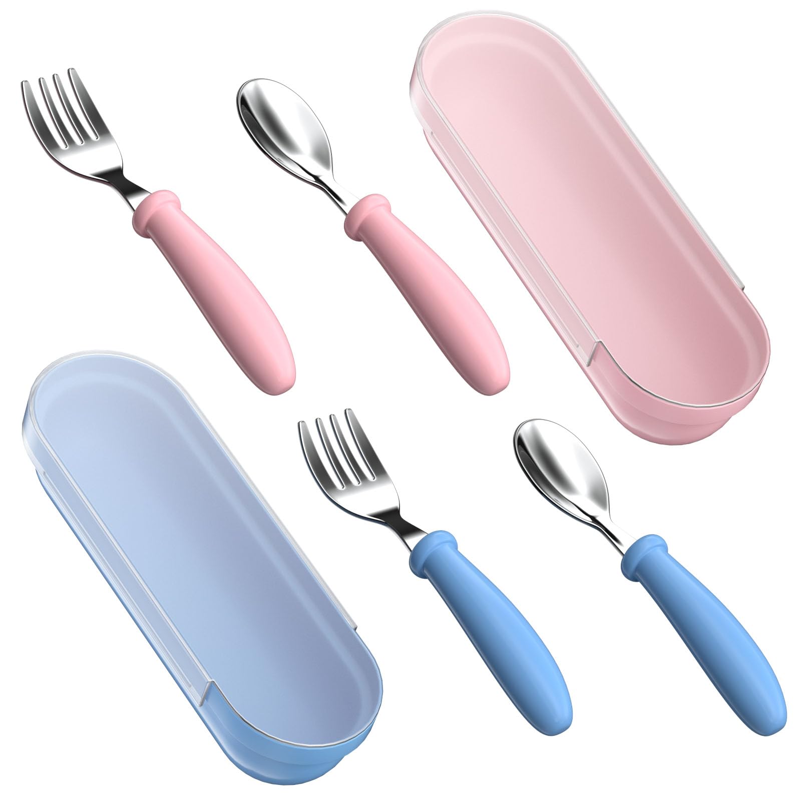 Photo 1 of WXCWYQR Toddler Utensils, Toddler Forks and Spoons, Baby Utensils Set with Storage Box for Self Feeding Safe, Dishwasher Safe (2 Set with Case)