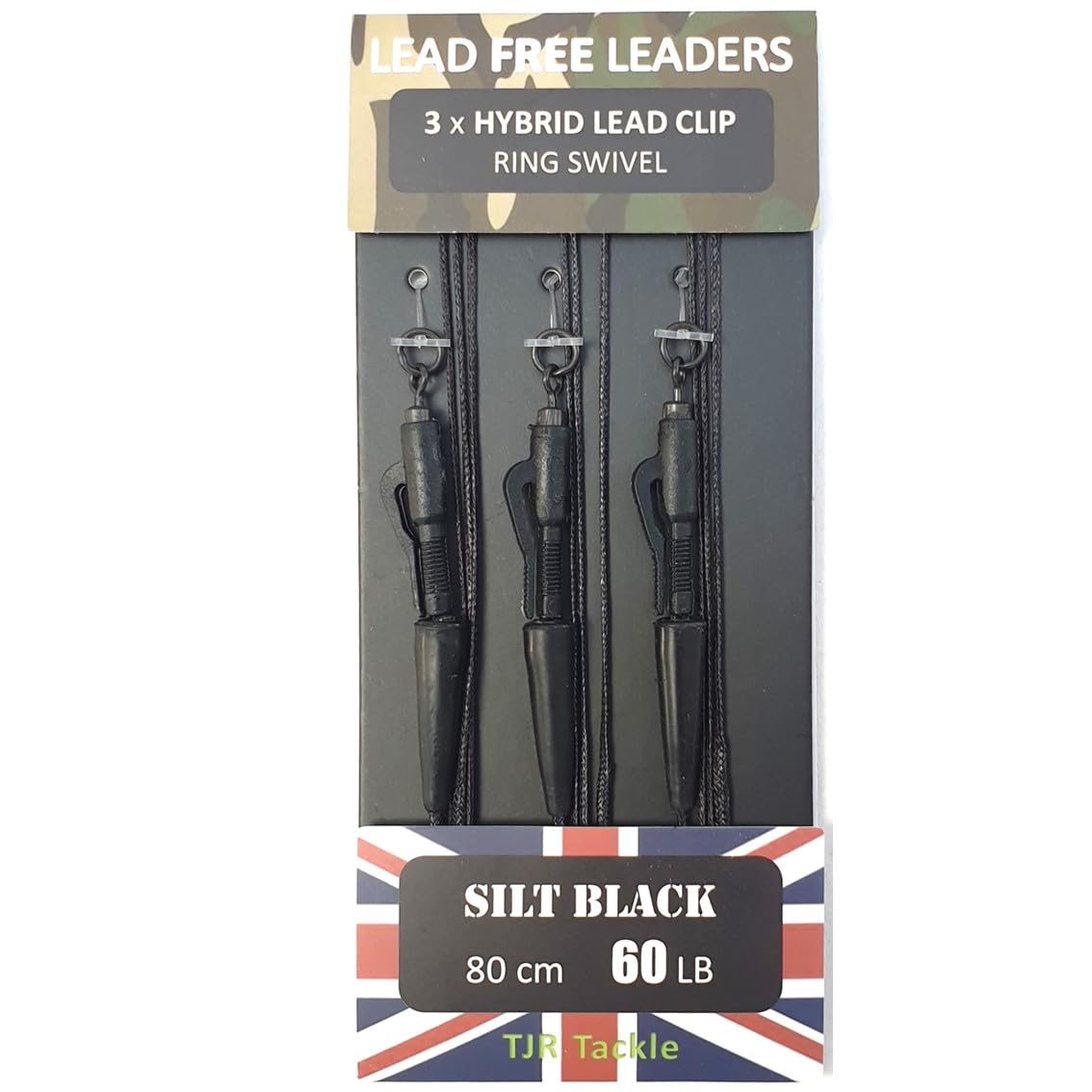 TJR Tackle Hybrid Lead Free Leaders Ring Swivels 60lb Test Carp Fishing Tackle (Silt Black)