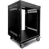 AxcessAbles 12U AV Equipment Rack | 19-Inch Steel Open Frame Home Studio Rack with 3” Caster Wheels | Universal Case for Studio, Server, Network Gear | 550lb Capacity | Screws, Spacer, Tool Included