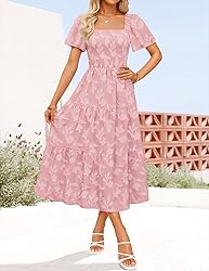 ZESICA Women's Summer Boho Floral Midi Dresses 2025
