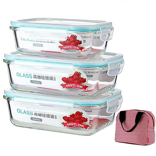 SGHTYJ Fiambrera Caja de almacenamiento de vidrio resistente ...