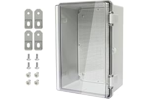 LMioEtool ABS Plastic Dustproof Waterproof IP65 Junction Box Hinged Shell Universal Electrical Project Enclosure Gray, with PC Transparent Clear Cover 11.4 x 7.5 x 5.5inch(290 x190 x140mm)