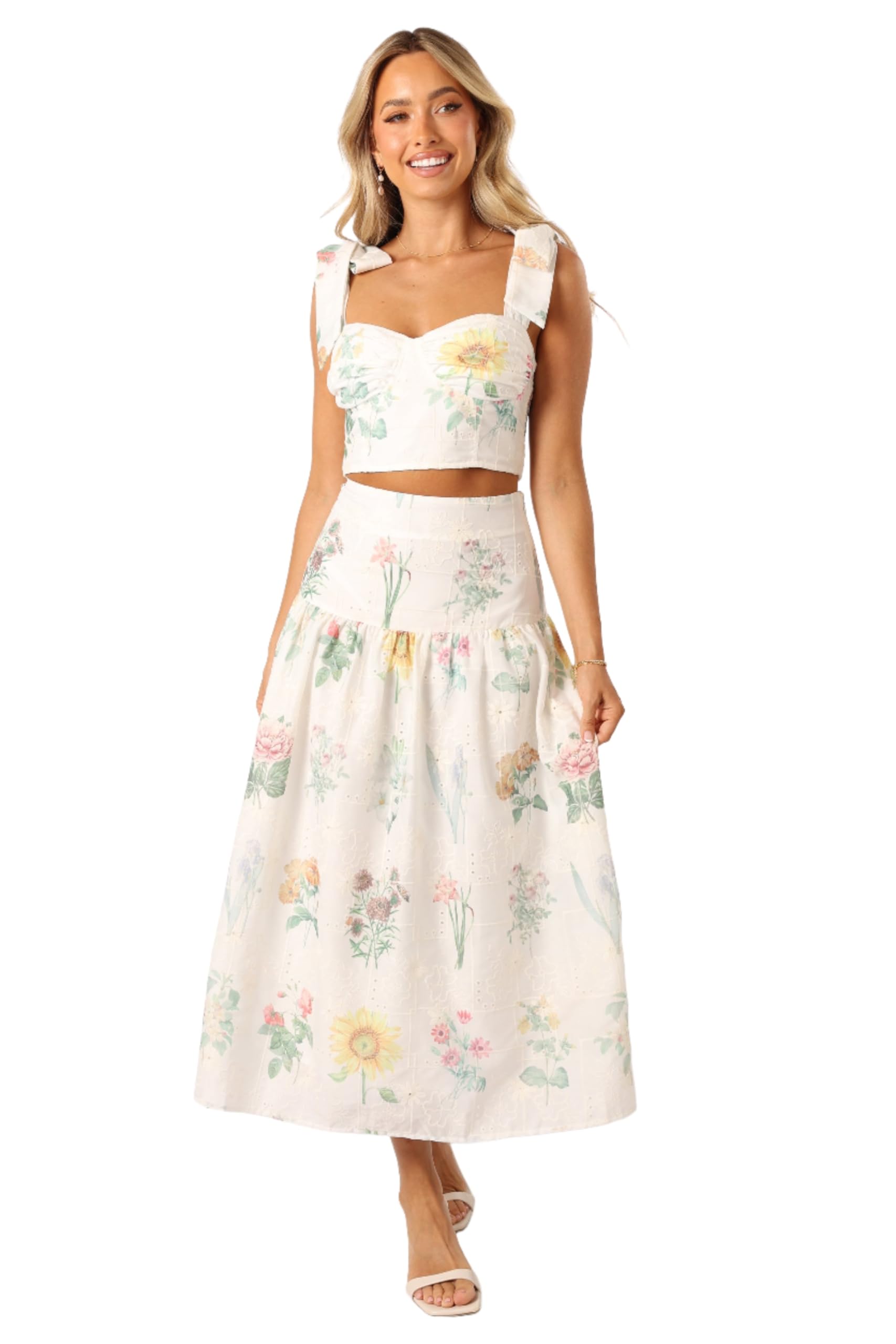 Photo 1 of (SKIRT ONLY) Petal & Pup Kara Two Piece Set - White Floral M