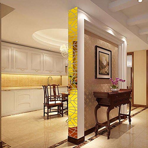 MOVEmen Wall Stickers 14Pcs 3D Mirror Rectangle Vinyl Removable Wall Sticker Decal Home Decor Art DIY Party Decoration Cabinet Window sill Living Room Porch Bedroom Background Wallpaper (Gold)