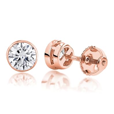 Amazon Com Luxurman Ladies 18k Solitaire Round Natural 1 0 Ctw