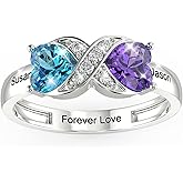 FenFang Mom Ring Mothers Day Gifts Personalized Mother Rings for Women with 2 Birthstones Infinity Promise Rings Custom 2 Name Rings Gifts for Grandmother