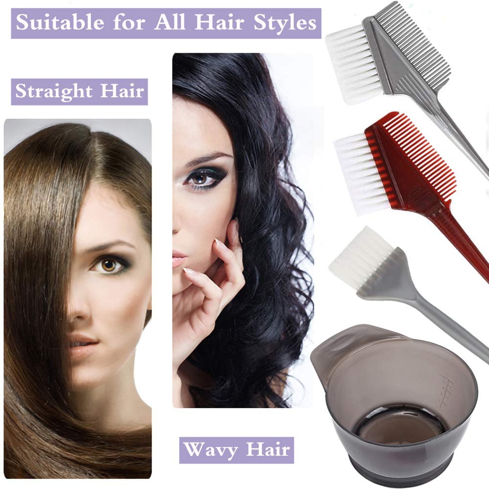 4 PCS Professional Salon Hair Coloring Dyeing Kit 2020 Version Hair Dye Brush and Bowl Set - Dye Brush & Comb/Mixing Bowl/Tint Tool : Beauty