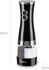 Tower T847004B Electric Salt and Pepper Mills Black Chrome Battery Operated view 6