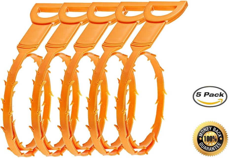 Drain Snake , Hair Drain Clog Remover Cleaning Tool Junan Clog Drain Remover (5 Pack Yellow)