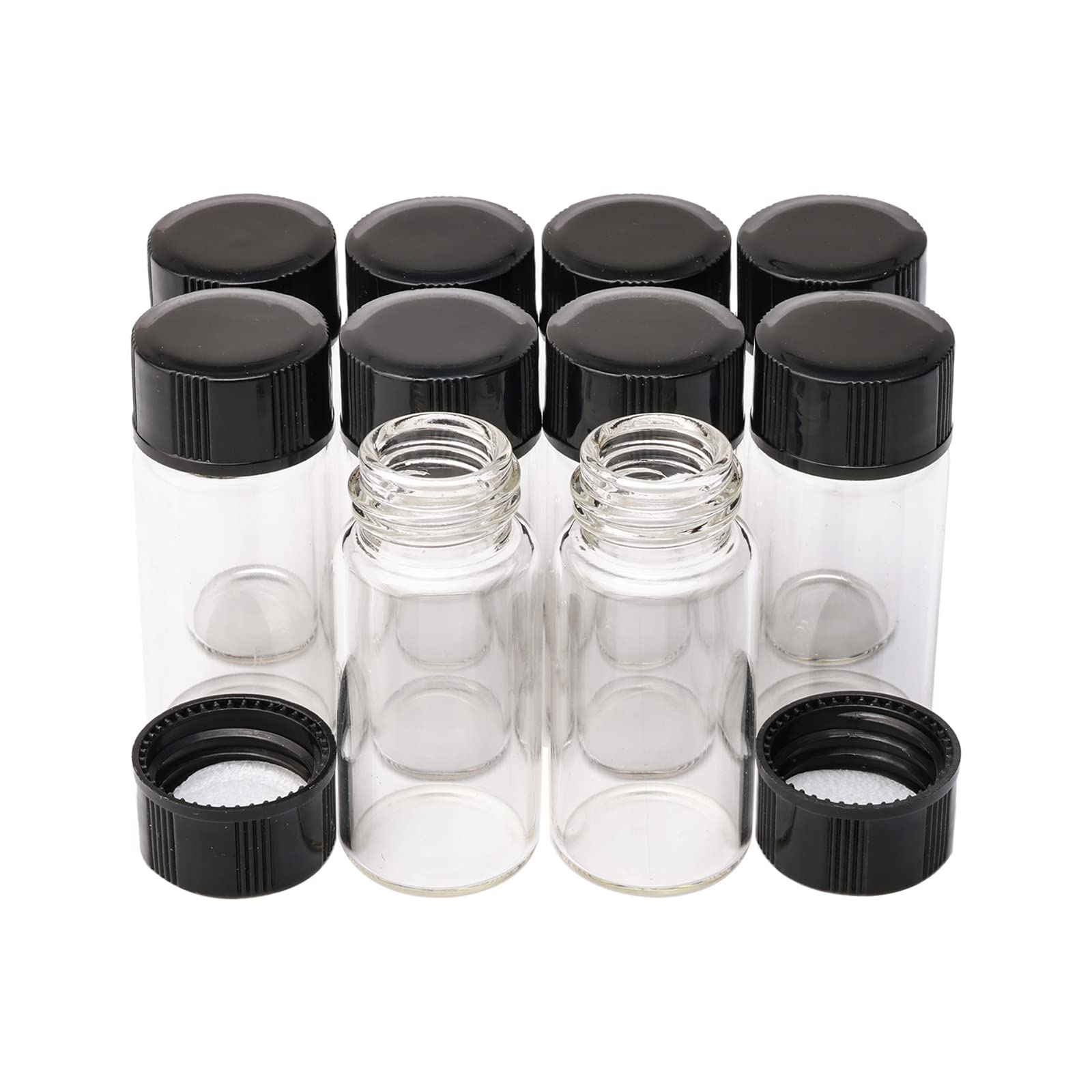 Pxyelec Liquid Sample Collection Glass Bottles Vials Screwcap Capacity 5 ML,1/6 Oz Pack of 10 Glass Vials