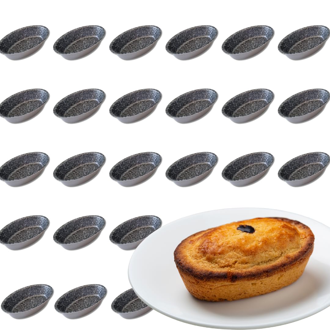 Sunrise 24 Leccesi Pastry Moulds, Non-Stick Aluminium, Oval Moulds, Made in Italy, 10.5 x 7 cm, for Oven and Air Fryer (24)