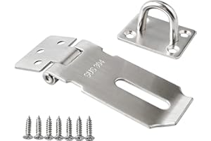 Alise Door Lock Hasp Latch,3 Inch SUS 304 Stainless Steel Safety Packlock Clasp Hasp Lock Latch with Fixing Screw for External Doors Window Cabinet Pet Cage, Brushed Nickel MS9-3A