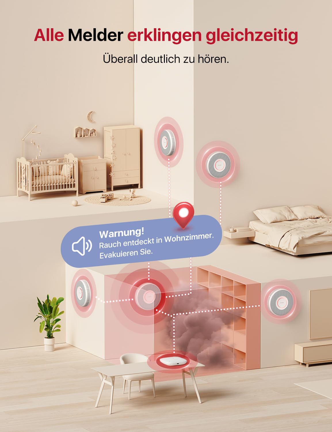 X-Sense Smarter Rauchmelder WLAN mit Sprachausgabe und 17 Standorten, Feuermelder, Rauchmelder vernetzt, 33 mm, Brandmelder mit SBS50 Basisstation, XS0B-MR241, 24 Stück 7