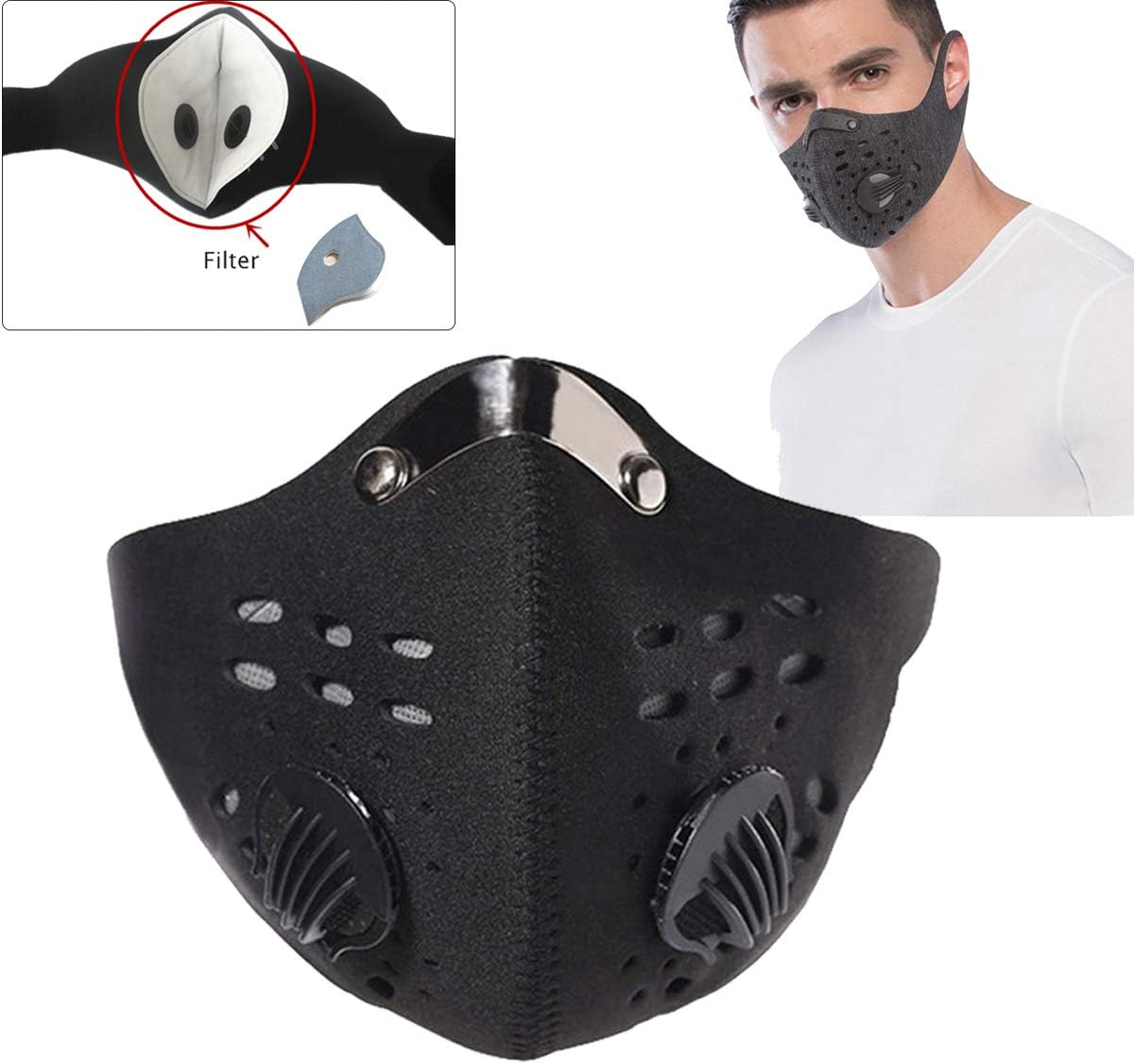 KZKR Dustproof Mask Elastic Activated Carbon Riding Mask Face Masks for Motorcycling Woodworking Cycling Running Bicycle