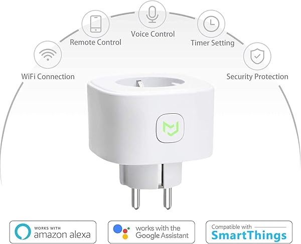 Enchufe Inteligente 16A 3680W con Control Remoto Meross app Compatible con Alexa Google Assistant y SmartThings Wi Fi Smart Plug Paquete de 2