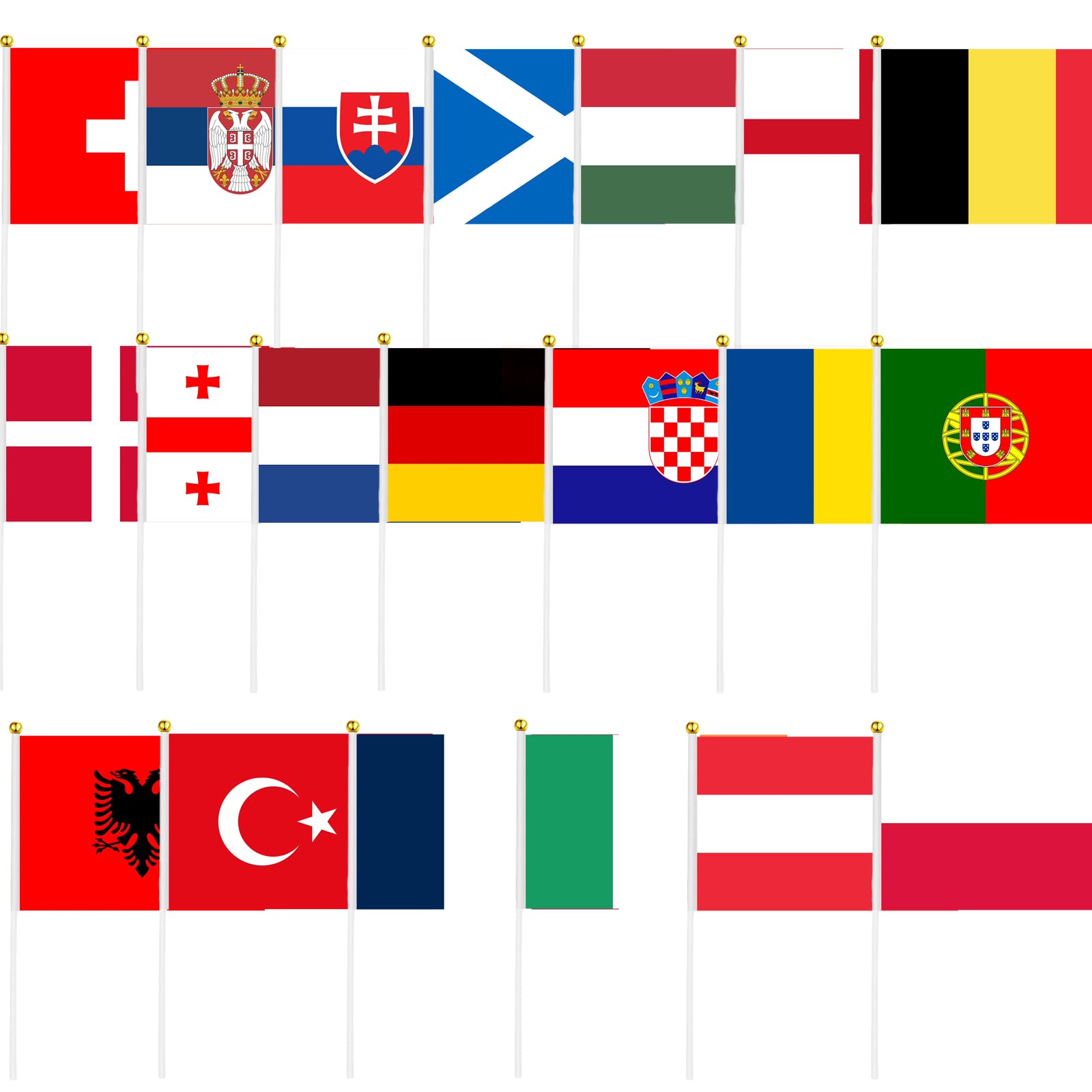 ATBEAMEN 20Pcs Multicolor Europe Mini Football Championship Flags on Stick, Euro 2024 Teams Hand Held Decorations for Home, Bar, Club, Garden & School