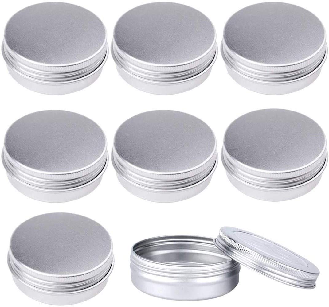 ProLeo 24 Aluminium Empty Containers Silver, Cream Container 60 ml with Screw Lid for Lip Balm, Lotion, Cream, Masks, Mini Candles, Cosmetics Silver, White, 60ml