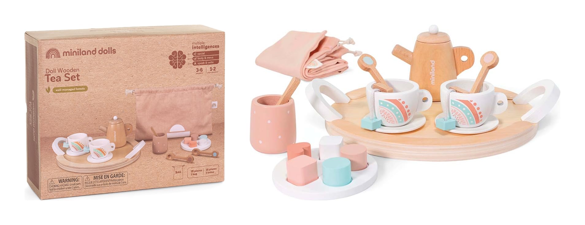 Miniland Doll Wooden Tea Set - Quality, ECO, Imaginative