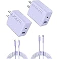 Anker iPhone 16 Charger, 2-Pack 20W Fast USB C Charger Block, for iPhone 16/16 Pro Max/15 Series/iPad Pro and More (Purple, 2 Pack & 2 Cable)