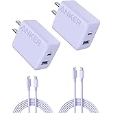 Anker iPhone 17/16 Charger, 2-Pack 20W Fast USB C Charger Block, for iPhone 17/16/16 Pro Max/15 Series/iPad Pro and More (Pur
