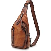 Loyofun Genuine Leather Sling Bag for Men and Women Chest Pack Purse Crossbody Shoulder Bag Sling Backpack