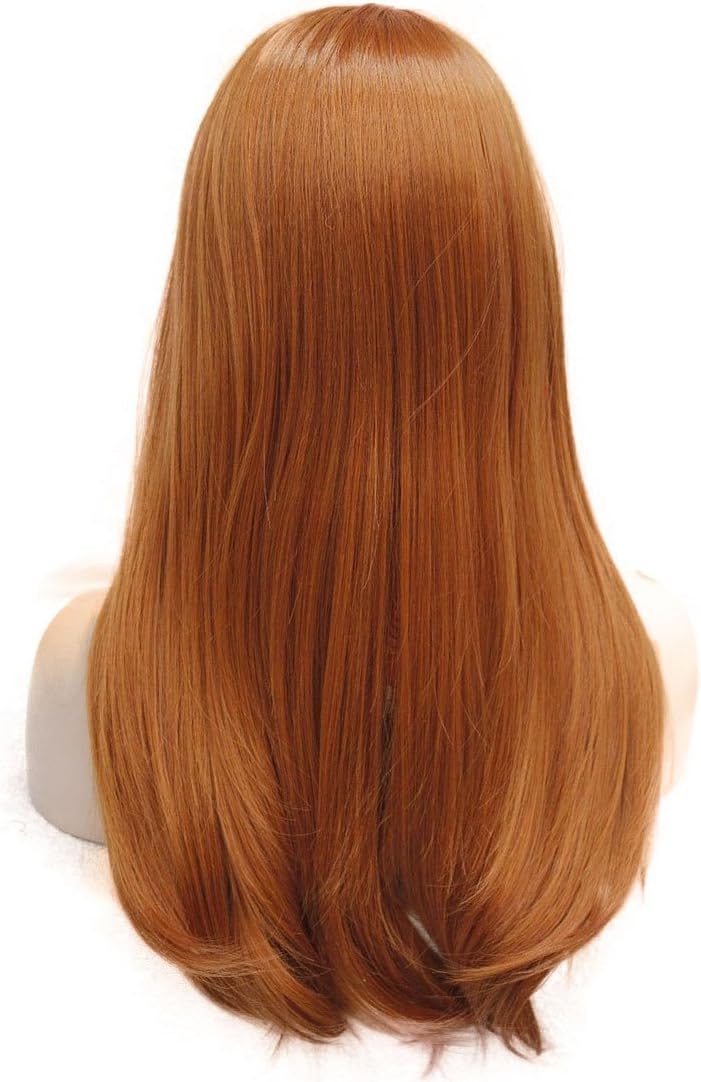 Lydell Long 3/4 women's wigs hairpiece Straight with Adjust Black Headband Blonde Highlighted wig Synthetic Hair (130A Fox Red) - Image 5