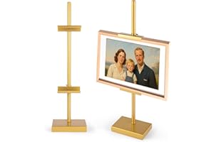 dakewang Adjustable Tabletop Easel Stand for Picture Frames, Picture Easels for Display, Gold Easel, Picture Frame Stand, Adjustable Art Easel.(18inch,Gold)