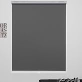 KALYSIE Cordless Roller Shades 100% Blackout Blinds for Windows and Doors, Pull Down Room Darkening Window Shades, Easy to Install for Home and Office, Grey, Fixed 75 Inches High, 37 Inches Width