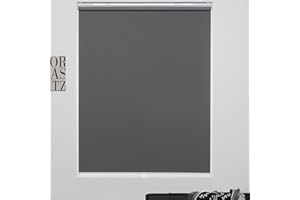KALYSIE Cordless Roller Shades 100% Blackout Blinds for Windows and Doors, Pull Down Room Darkening Window Shades, Easy to Install for Home and Office, Grey, Fixed 75 Inches High, 34 Inches Width