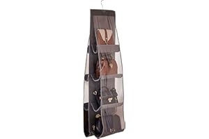 AARAINBOW 1 Pack Hanging Handbag Purse Organizer for Closet, 8 Pockets Wardrobe Space Saving Purse Holder, Handbag Storage Bags Hanging, Womens Purse Storage Organizers, 41L x13.5W (B-Dark Gray)