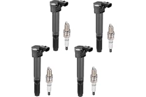 BDFHYK 4 Ignition Coil Pack UF649 and 4 Iridium Spark Plug 5308 Compatible with Fiat 500 2012-2017 1.4L l4 Coil for 5C1872 E1