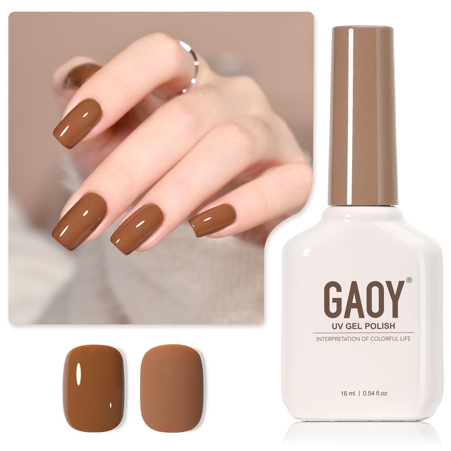GAOY Brown Gel Nail Polish, 16ml Soak Off Gel Polish, UV Light Cure for Nail Art DIY Manicure at Home, 2024 Timber Brown